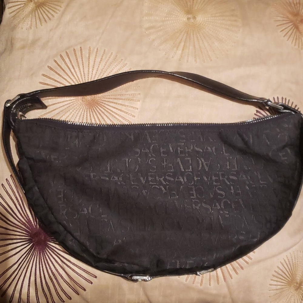 Versace vintage black mini baguette bag